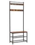 Buy vasagle industrial coat rack hall tree entryway shoe bench storage shelf organizer accent furniture with metal frame uhsr41bx rustic brown