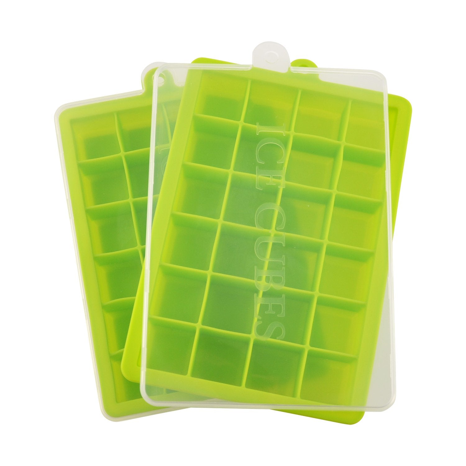 Ice Cube Trays,Guardians 24 Cube Food Grade Silicone Ice Tray Molds Easy Release Ice Jelly Pudding Maker Mold (Green-2 Pack)