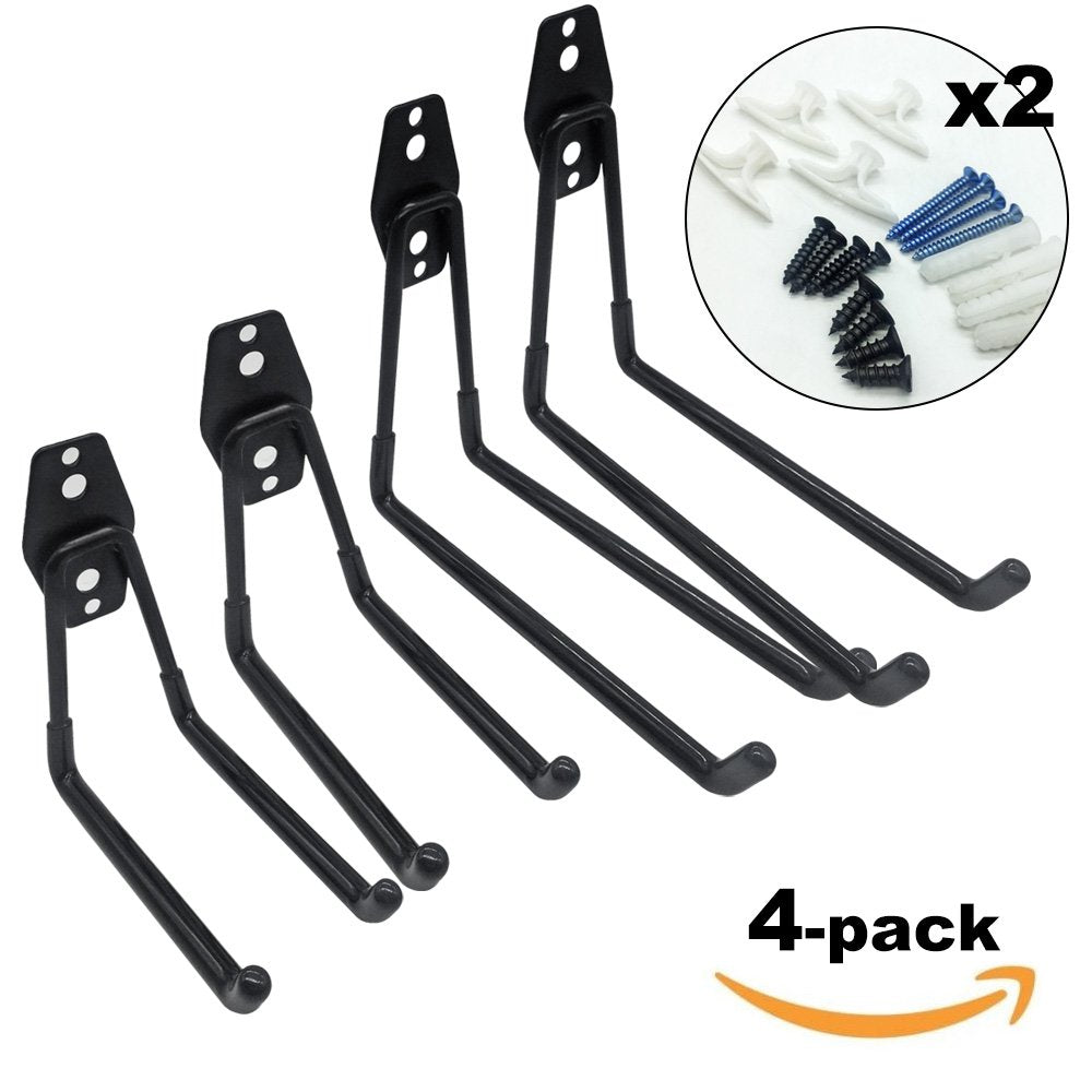 Garage Storage U Clip Hook Tools Bycicle Clip Hanger Anti-Slip Wall Mounted Utility Hooks (4-Pack Lange U Hook)