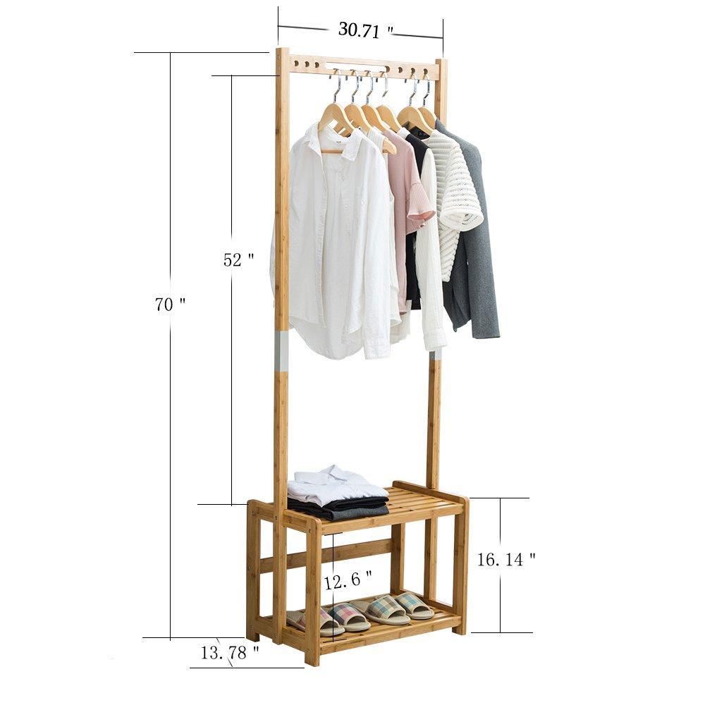 Buy nnewvante coat rack bench hall trees shoes rack entryway 3 in 1 shelf organizer shelf environmental bamboo furniture bamboo 29 5x13 8x70in