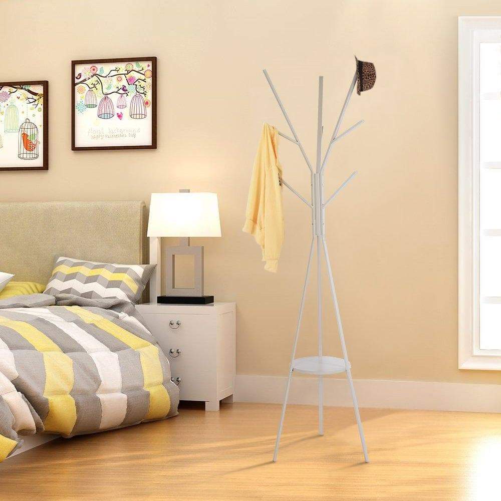 Discover the best home bi coat rack stand coat hanger with 9 hooks for holding jacket hat purse in gray