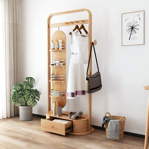 Select nice zcyx mirror body household dressing mirror wood hanger bedroom multi purpose coat rack storage rack hanger hooks color a