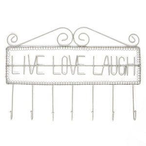 Ikee Design Live Love Laugh Fish Bone Metal Wall Mounted Coat Rack/Key Hooks Entryway Organizer/Wall Hanger/Hanger Hooks for Coats, Hats, Scarves, Clothing, Towels, Key or Jewelry