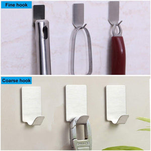 New adhesive wall hooks stainless steel ultra strong waterproof oilproof hanging for robe coat towel robe handbag jackets keys 16pcs