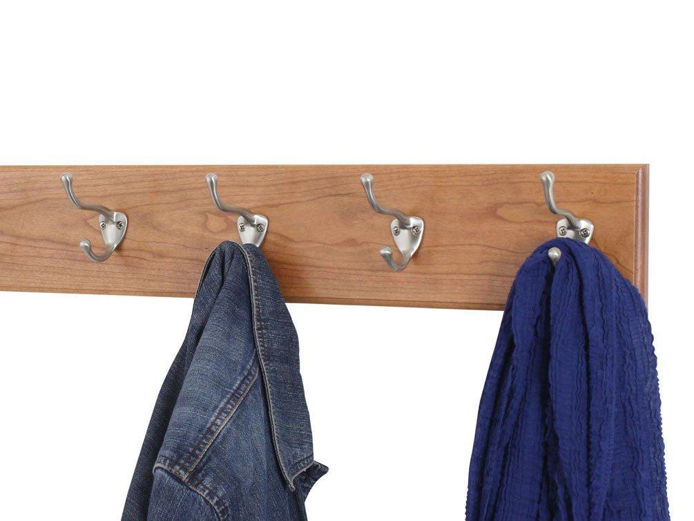 Storage pegandrail cherry coat rack with satin nickle hat and coat style hooks 4 5 ultra wide cherry 52 x 4 5 with 10 hooks
