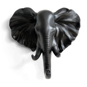 Herngee Elephant Head Single Wall Hook / Hanger Animal shaped Coat Hat Hook Heavy Duty, Rustic,Recycled, Decorative Gift , Black