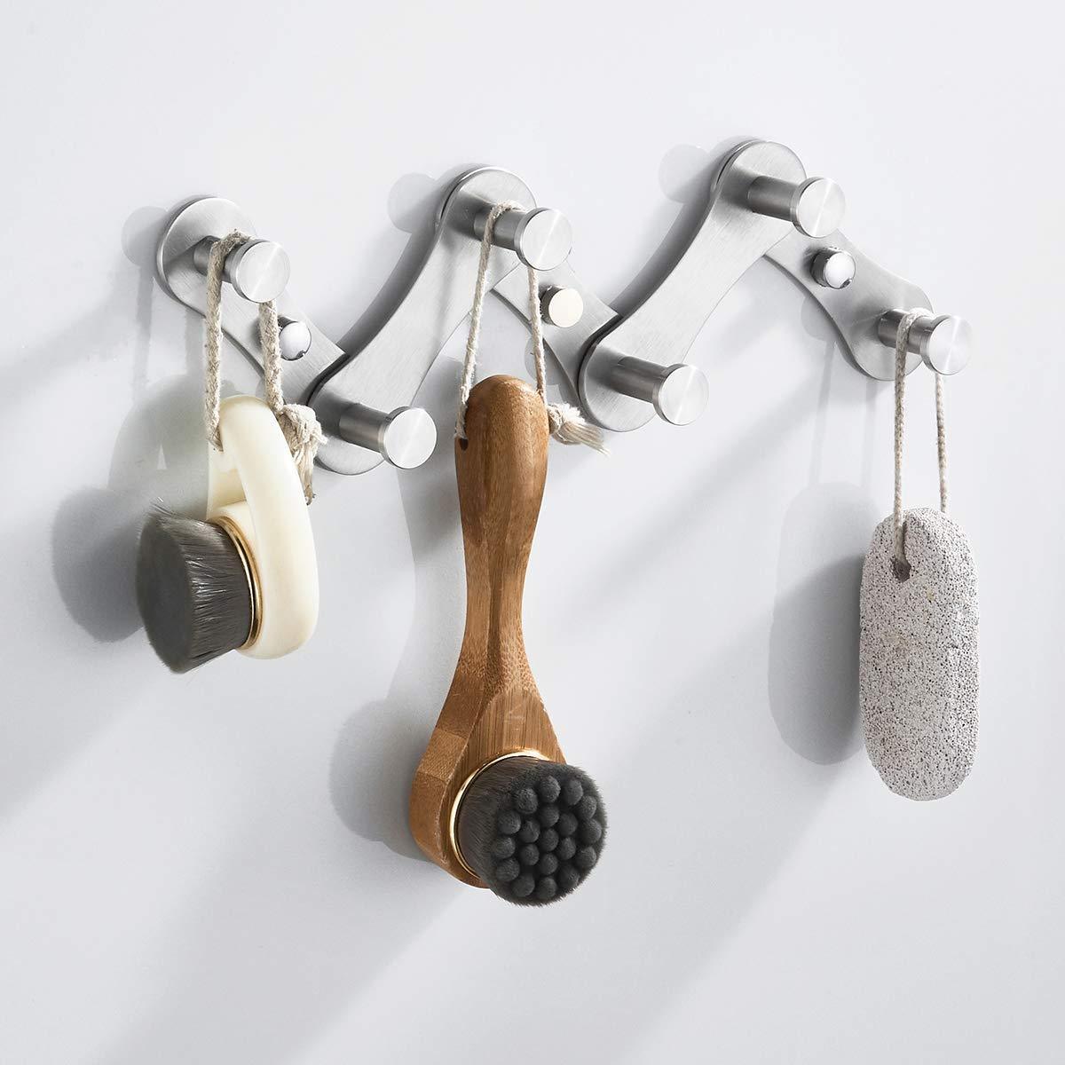 Select nice diy towel hooks wall mounted stainless steel coat hooks for bathroom 6 hooks brushed nickel