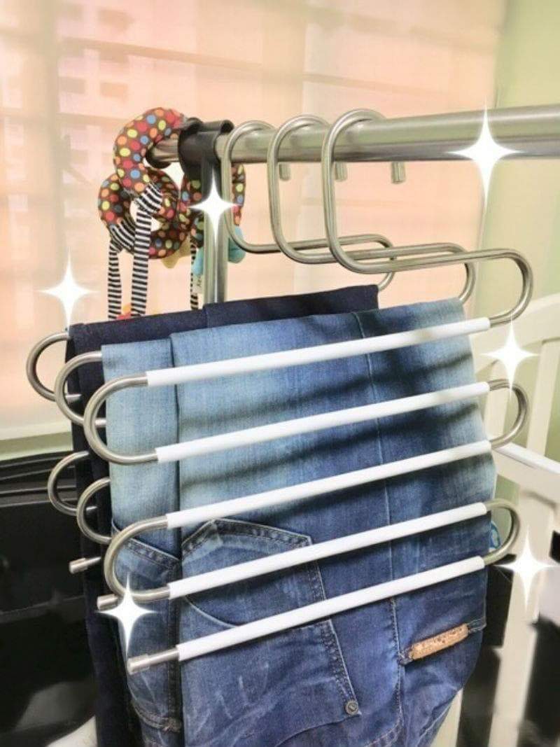 Best seller  multi pants hanger with pant hangers space saving non slip stainless steel with white silicone coating use for jeans pants towel scarf tie