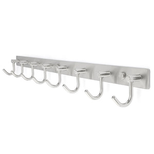 Shop arks royal wall coat hooks solid stainless steel hanger rail durable hook rack for clothes bags or keys brushed stainless steel finish 8 hooks