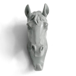 Herngee Horse Head Single Wall Hook / Hanger Animal shaped Coat Hat Hook Heavy Duty, Rustic,Recycled, Decorative Gift , Grey