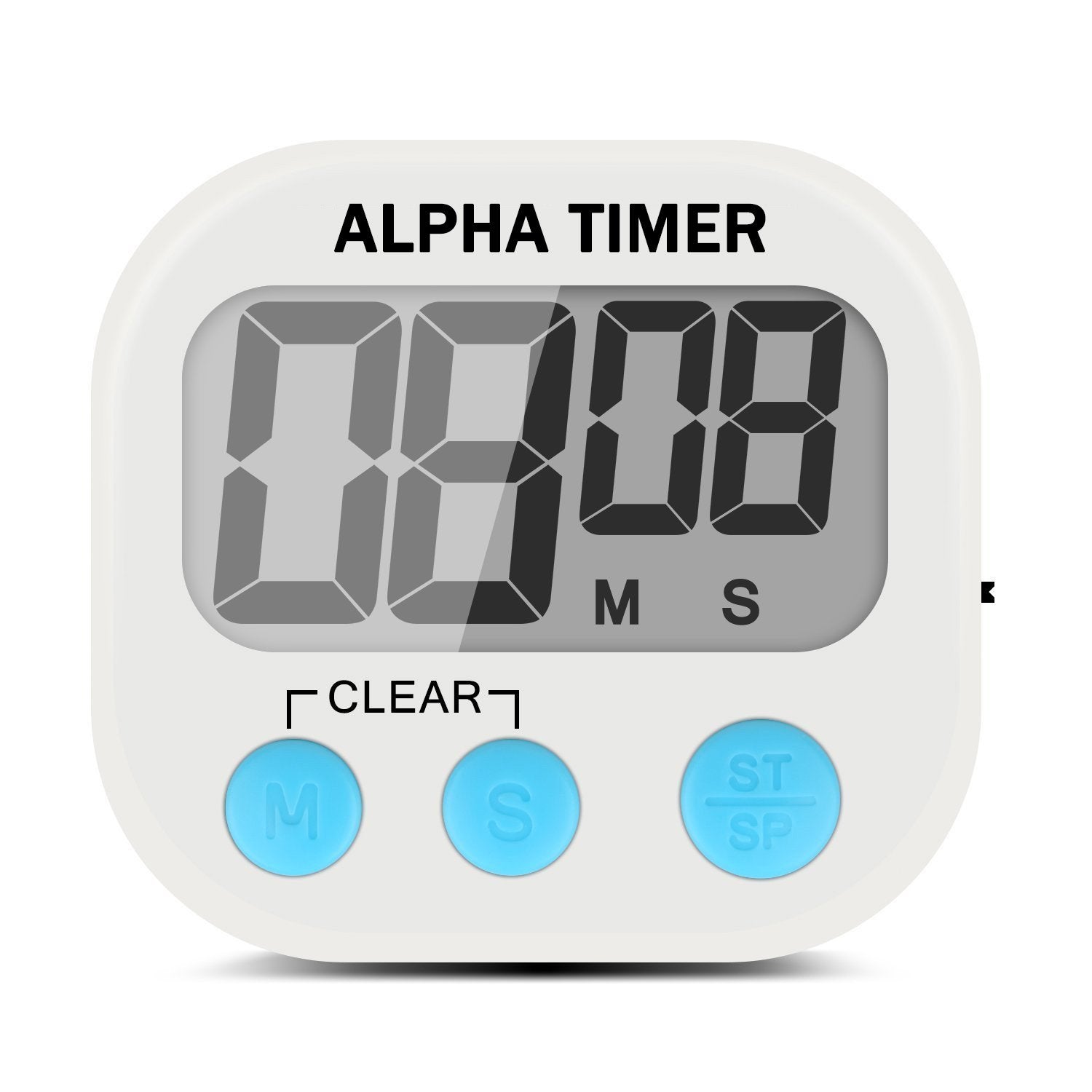 Alpha Digital Kitchen Timer, Large Display Screen, Loud Sounding Alarm, Strong Magnetic Backing, Retractable Stand Hook