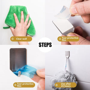 Try stainless steel adhesive hook 3m metal heavy duty rustproof for hanging waterproof single coat robe towel hook hanger storage organizer for bathroom toilet kitchen 16 pcs