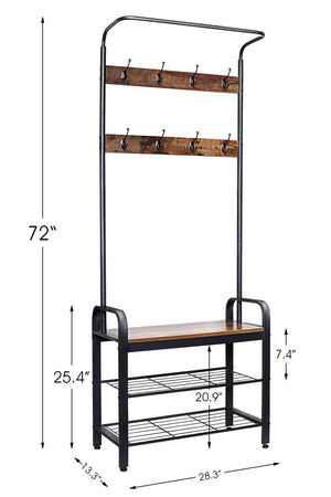 Organize with zncmrr entryway hall tree with shoe bench rustic coat rack industrial entryway furniture organizer with 8 double hooks and storage shelf for hallway bedroom living room easy assembly