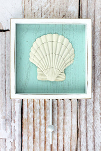 9.25 x 6 Seashell Framed Wood Wall Hook