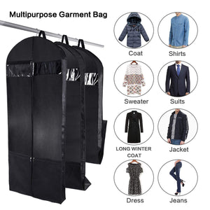 Related wanapure 60 54 43 garment bags 3 in 1 suit bag with 2 large mesh shoe pockets and accessories pocket trifold suit cover for dress coat jacket closet storage or travel set of 2 black