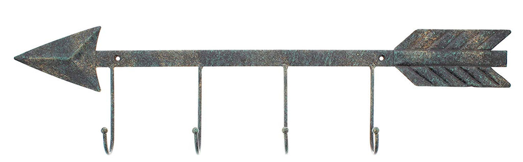 Your Heart's Delight 23.5" Patina Style Metal Arrow 4 Hook Coat Hanger
