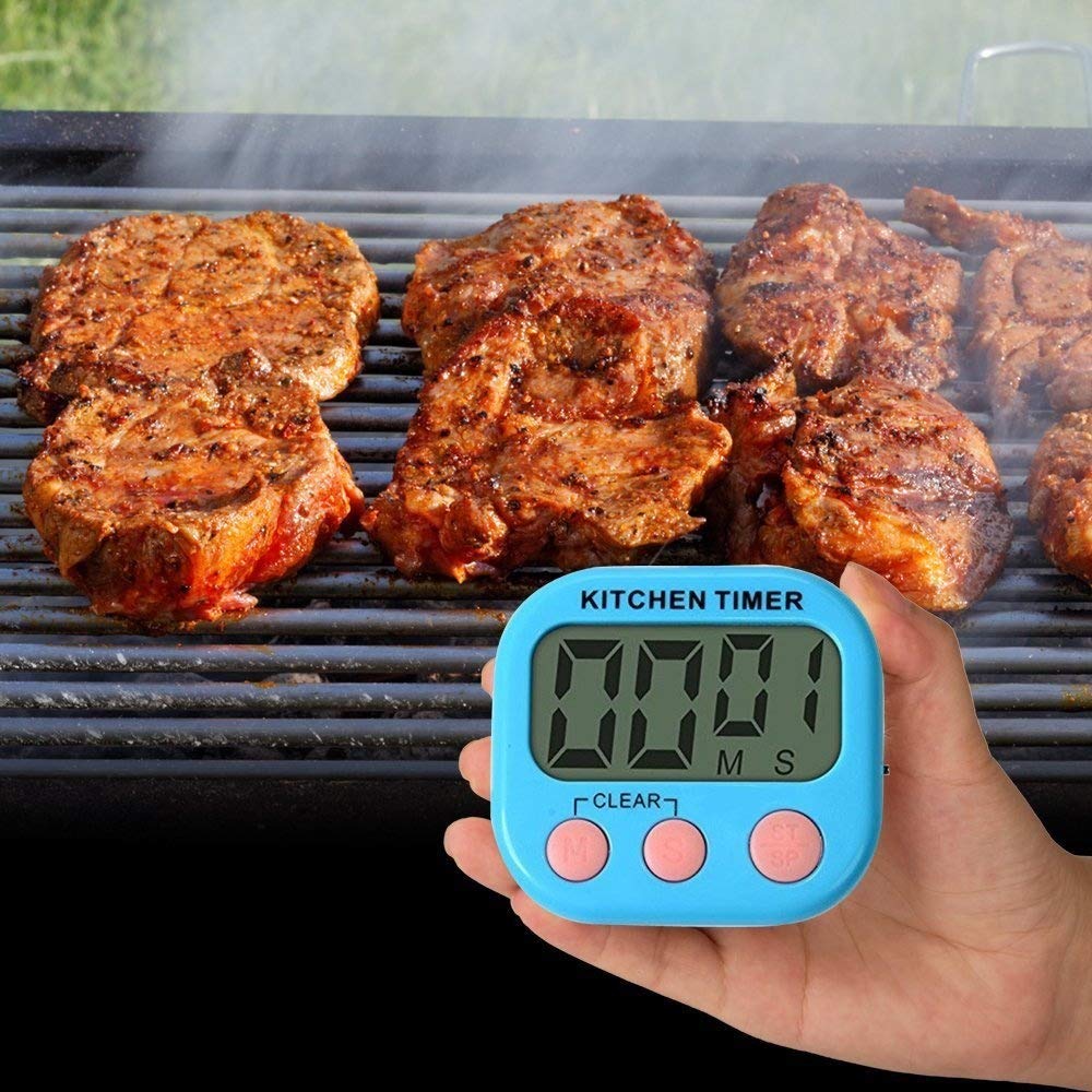 Amartshow Digital Kitchen Timer Magnetic Large Display Countdown Up Cooking Timer Clock with Magnet Back and Clip, Loud Alarm Magnetic Backing, Stand, Battery Included (White)