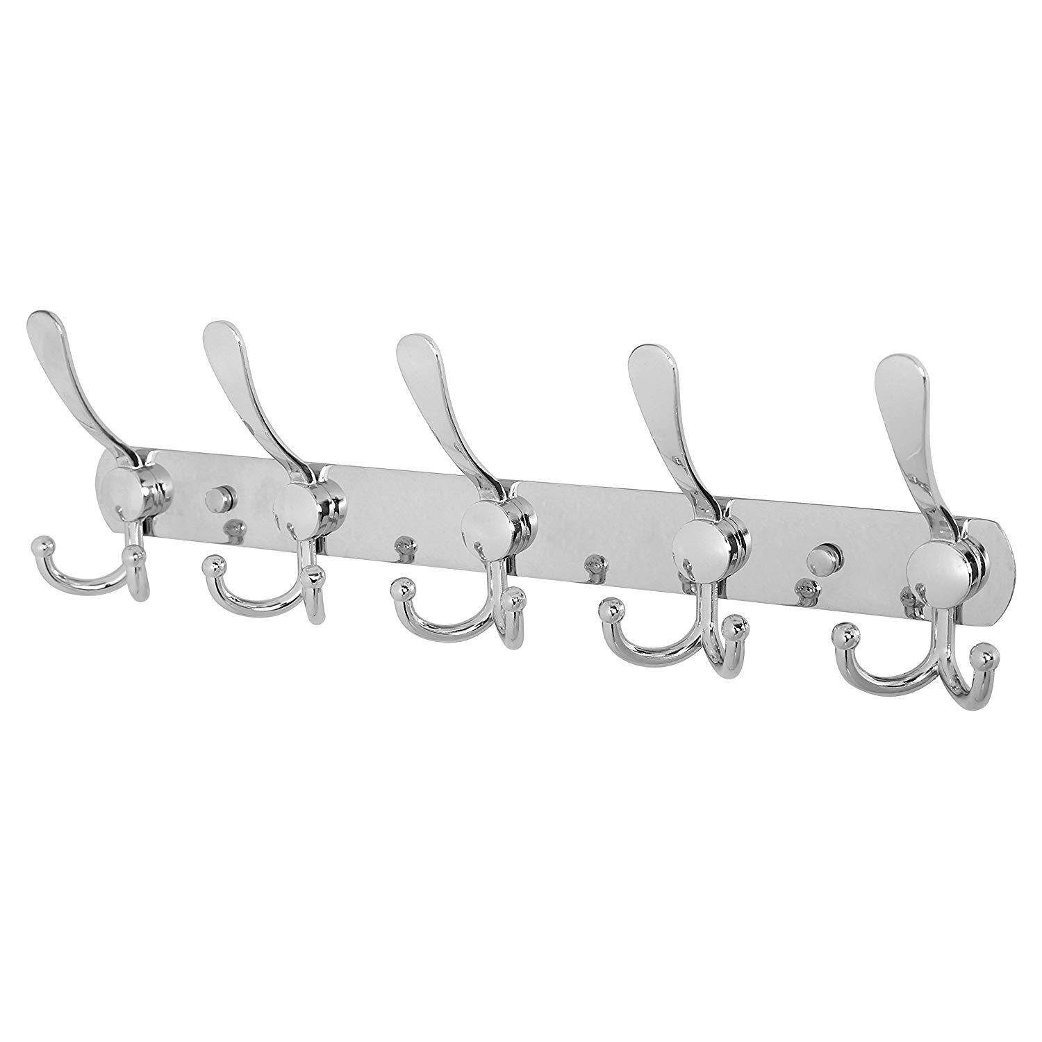 WEBI Coat Rack Wall Mounted - Tri Hooks with 5 Coat Hat Hook Rack Towel Hanger Colset Organizer for Garage Storage, Home, Office, Aluminum/Chrome Finish
