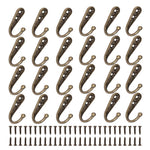 YARIEW Coat Hooks Robe Hook Vintage Coat Hook 24 PCS Wall Mounted Robe Hook Single Coat Hanger Heavy Duty Coat Hooks No Scratch 48 Pieces Screws Bronze