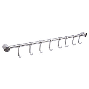 Lebather Kitchen Removable Utensil Rack with Hooks Wall Mount SUS304 Stainless Steel, Brushed Nickel (8 Hooks/19 Inch)