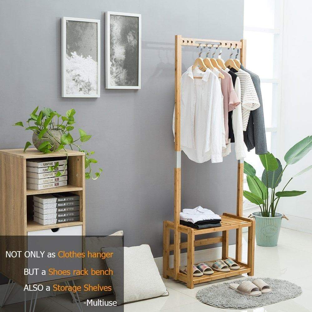 Buy now nnewvante coat rack bench hall trees shoes rack entryway 3 in 1 shelf organizer shelf environmental bamboo furniture bamboo 29 5x13 8x70in