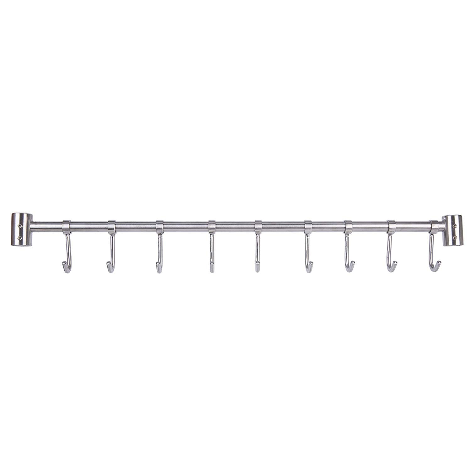 Lebather Kitchen Removable Utensil Rack with Hooks Wall Mount SUS304 Stainless Steel, Brushed Nickel (9 Hooks/19.5 Inch)