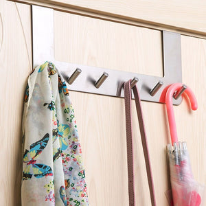 Lebather Over the Door Hooks Coat Towel Clothes Bags Utility Hanger Holder Storage,Stainless Steel,14 Inch,6 Hooks