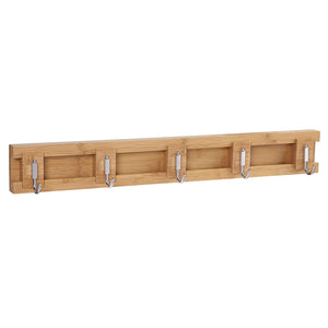 Household Essentials Bamboo Sliding 5-Hook Wall Coat-Hat Rack, Natural