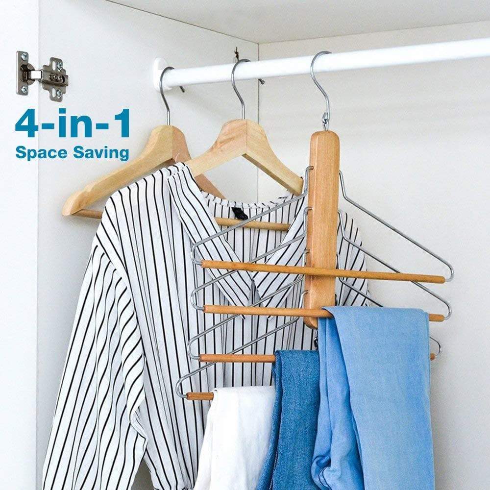 Storage organizer bestool pants hangers wooden pant hangers non slip wood hangers clothes hangers for closet space saving heavy duty coat hanger huggable baby hangers dual use trouser hanger