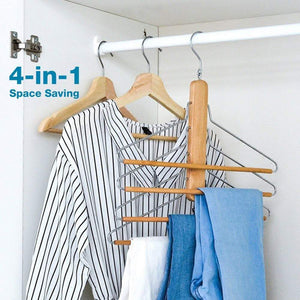 Storage organizer bestool pants hangers wooden pant hangers non slip wood hangers clothes hangers for closet space saving heavy duty coat hanger huggable baby hangers dual use trouser hanger