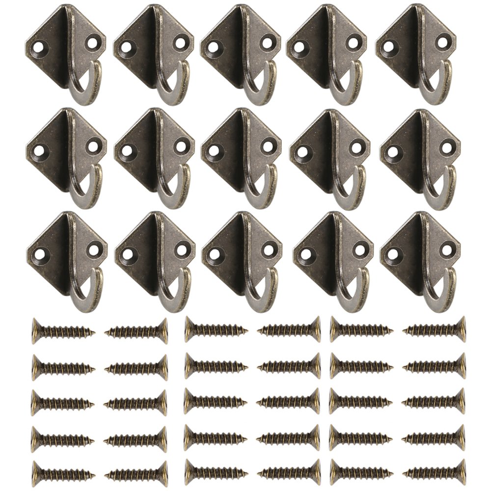 15PCS Single Prong Robe Hook Bronze Coat Clothes Hat Wall Mount Hanger w/Screw from INNKER