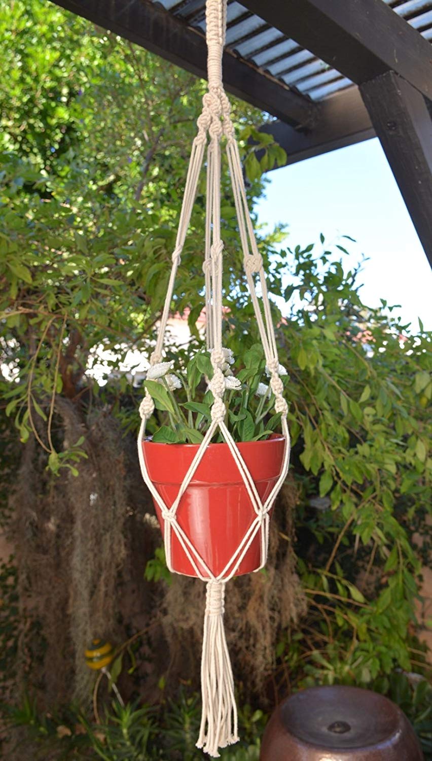 Handmade Macrame Home & Garden Plant Hanger, Holder, planter | Boho Decor | 41" (1, Style 09)