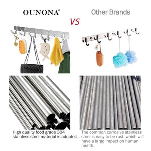 Storage ounona wall coat rack coat hooks wall mounted stainless steel hook rack for clothes 10 hooks