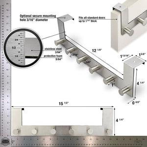 Get pro chef kitchen tools over the door hooks 6 coat hooks pegs no drill towel rack for bathroom storage closet behind the door organizer clothes rack office cubicle shoe handbag purse hanger