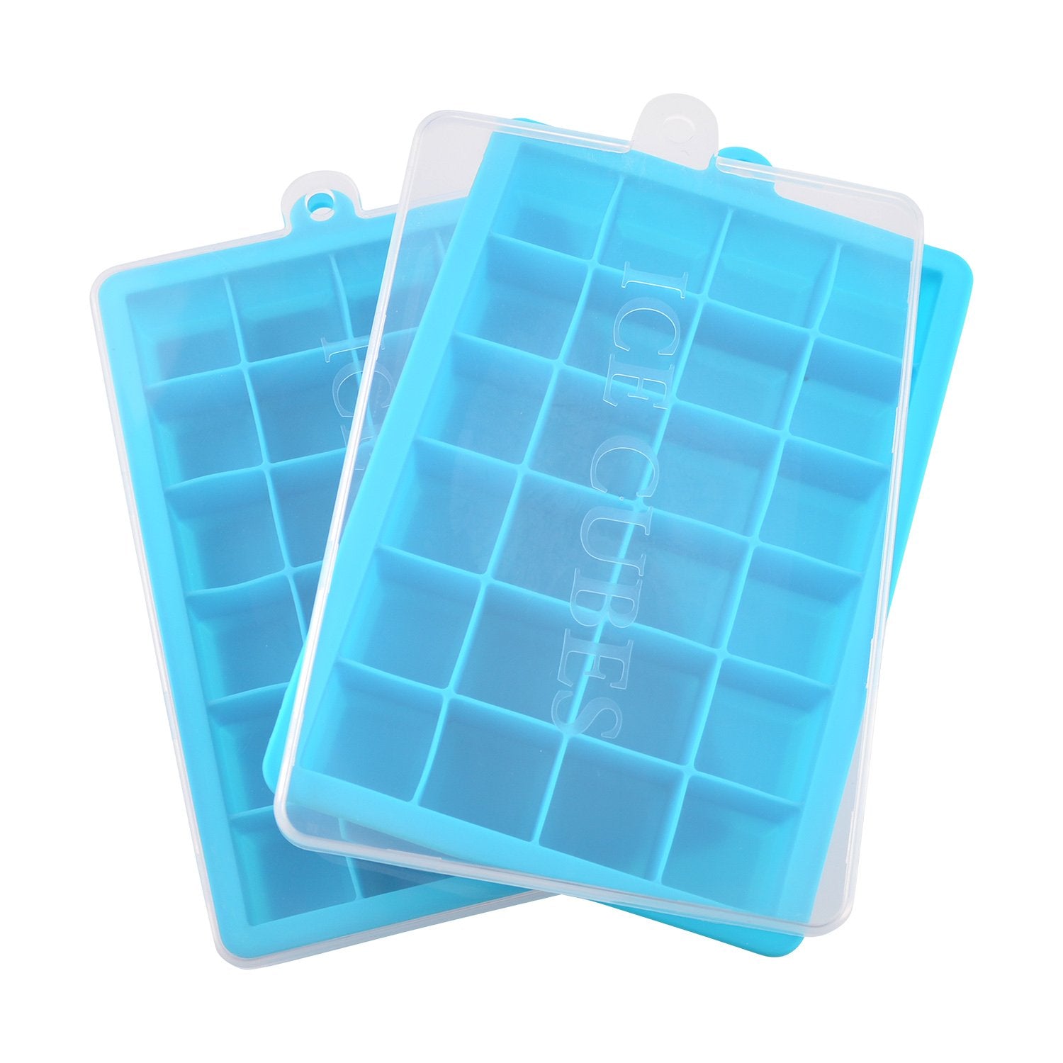 Ice Cube Trays with Lid, Silicone Ice Tray Molds Easy Release Ice Jelly Pudding Maker Mold, 24 Cavity (Sky Blue, 2 Pack)
