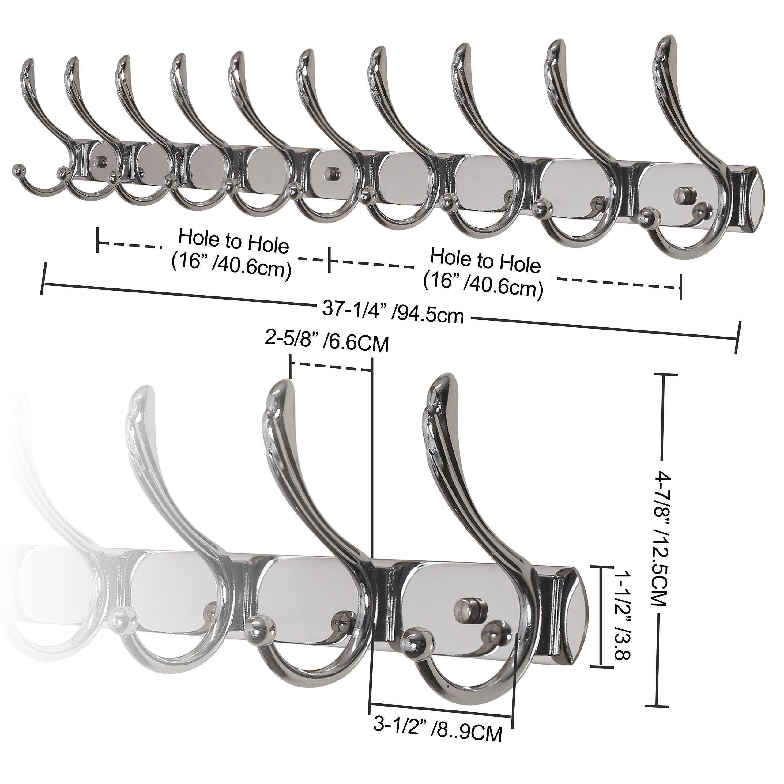 Save dseap wall mounted coat rack 10 hooks heavy duty stainless steel metal coat hook for clothes towel hat robes mudroom bathroom entryway cock tail chromed 2 packs