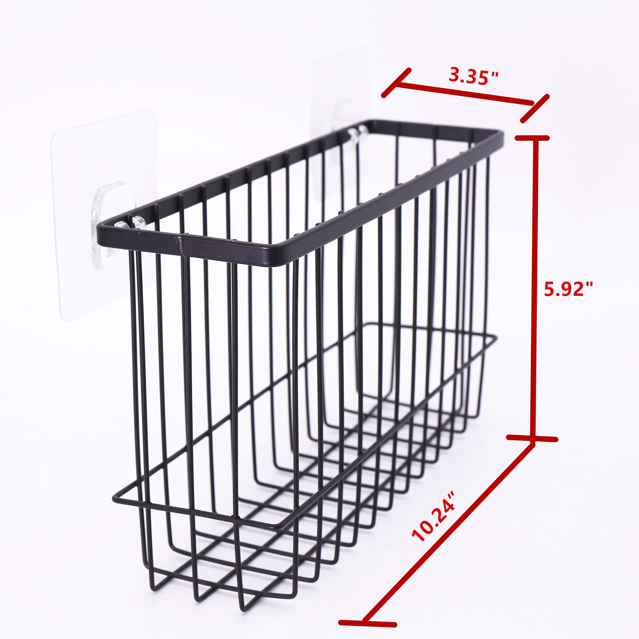Purchase over the cabinet door organizer holder einfagood over the cabinet basket with adhesive pads and 2 adhesive hooks black coat 2 pack 1 door basket
