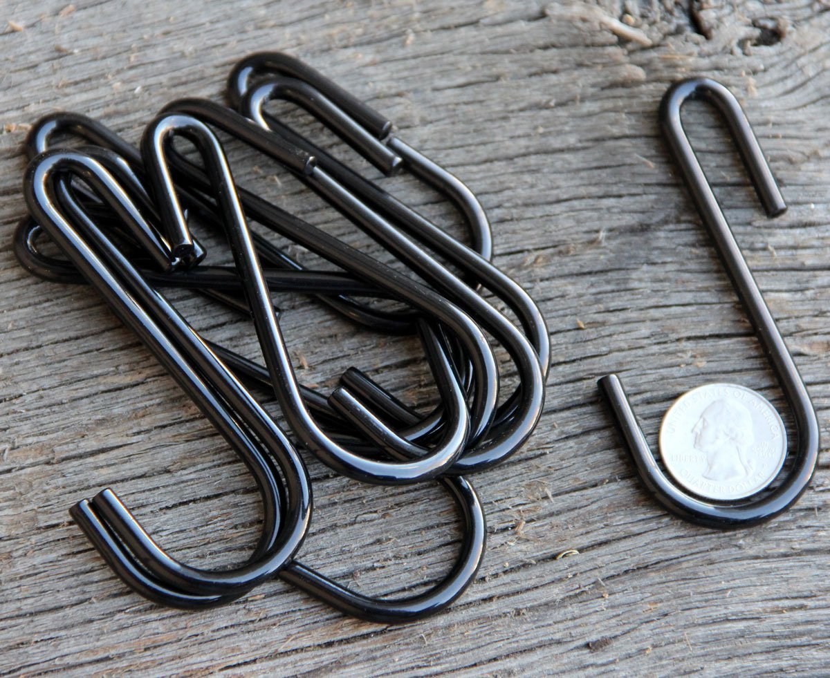 18 Pack 3.5 Inches S Shape Black Finish Steel Hanging Hooks for Kitchenware , Pots , Utensils , Plants , Towels , Gardening Tools , Clothes ...