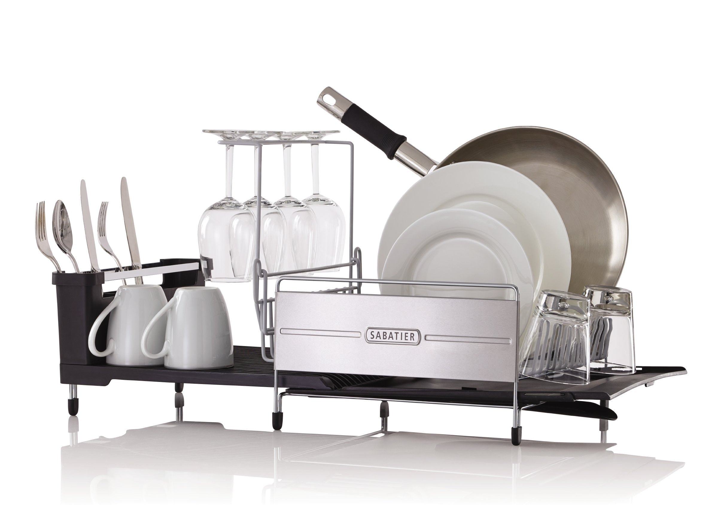 Amazon sabatier 5199813 expandable stainless steel dish rack with rust resistant soft coated wires and bi directional spout silver gray