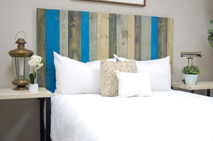 Winter Mix Headboard King Size, Hanger Style, Handcrafted. Mounts on Wall. Easy Installation