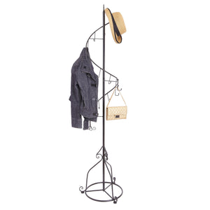 Organize with mygift elegant black metal 14 hook spiral coat hanger bag display garment rack stand