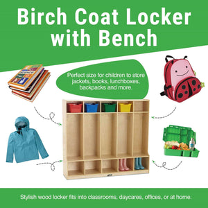 Order now ecr4kids birch school coat locker for toddlers and kids 5 section coat locker with bench and cubby storage shelves commercial or personal use certified and safe 48 high natural