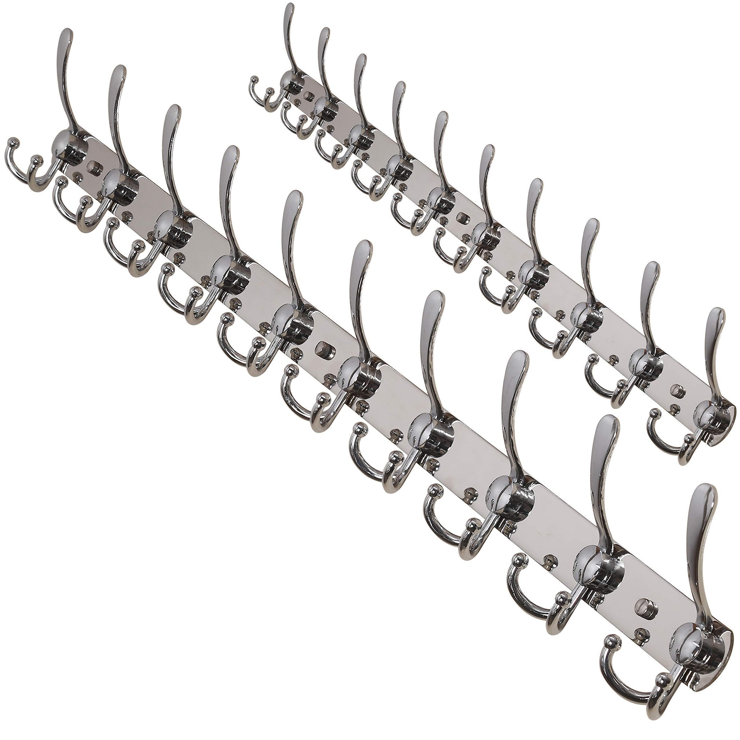 Top rated dseap wall mounted coat rack 10 tri hooks 37 5 8 long 16 hole to hole heavy duty stainless steel coat hook for coat hat towel robes mudroom bathroom entryway chromed 2 packs