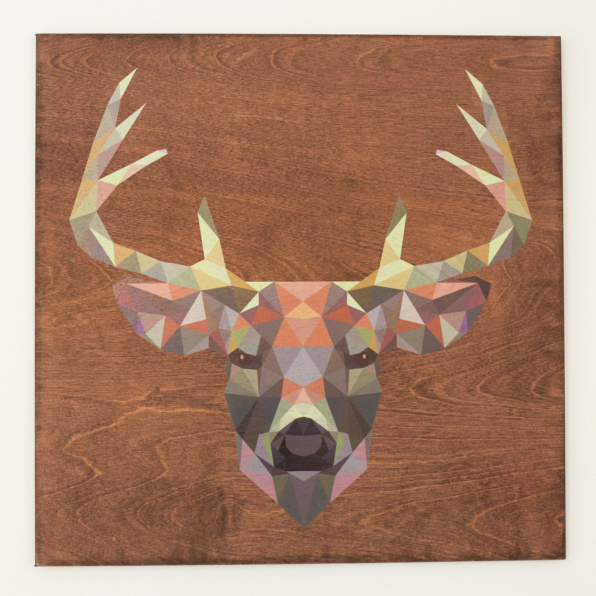 Clearance: Geometric Deer, 22 x 22 Mahogany