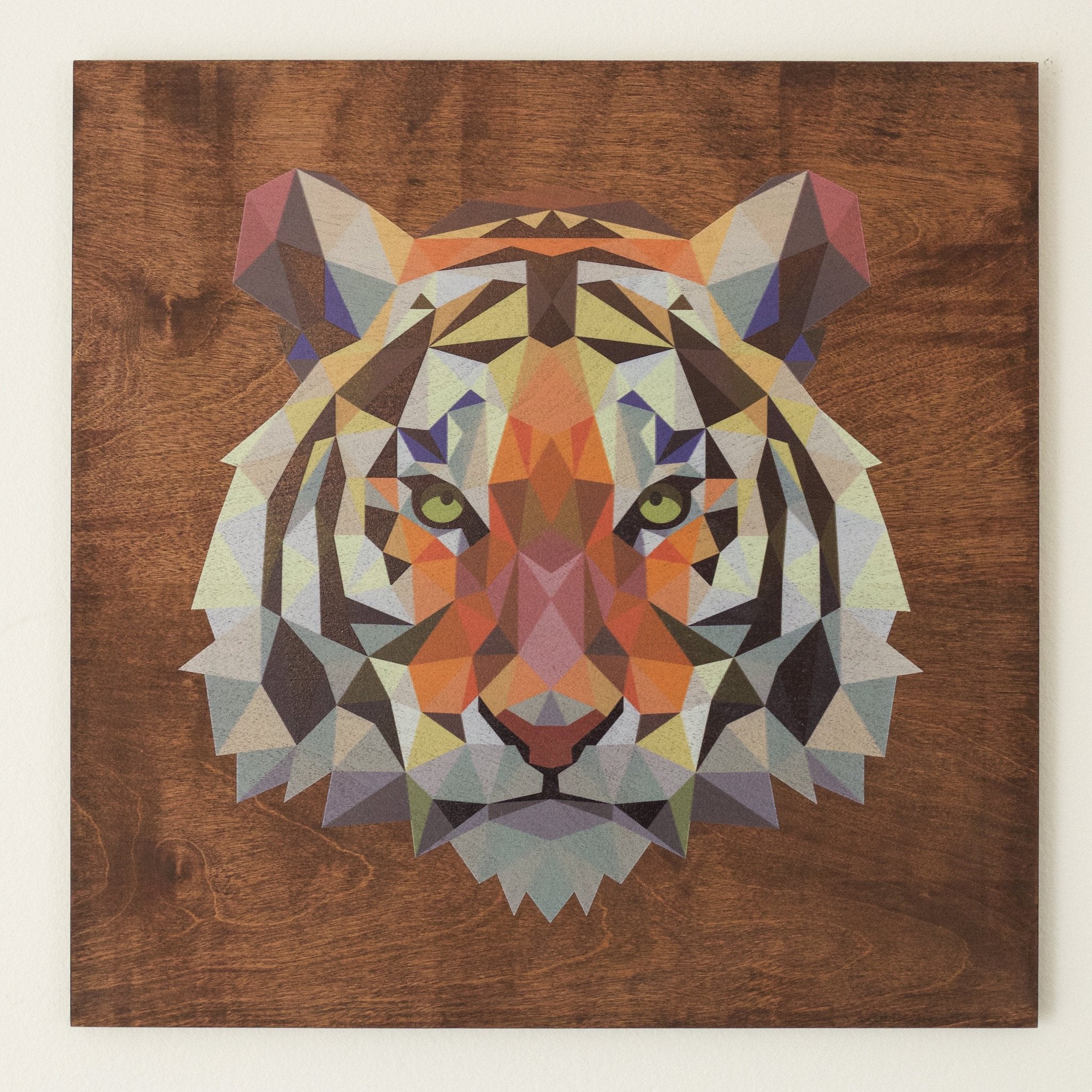 Clearance: Geometric Tiger, 22 x 22 Mahogany