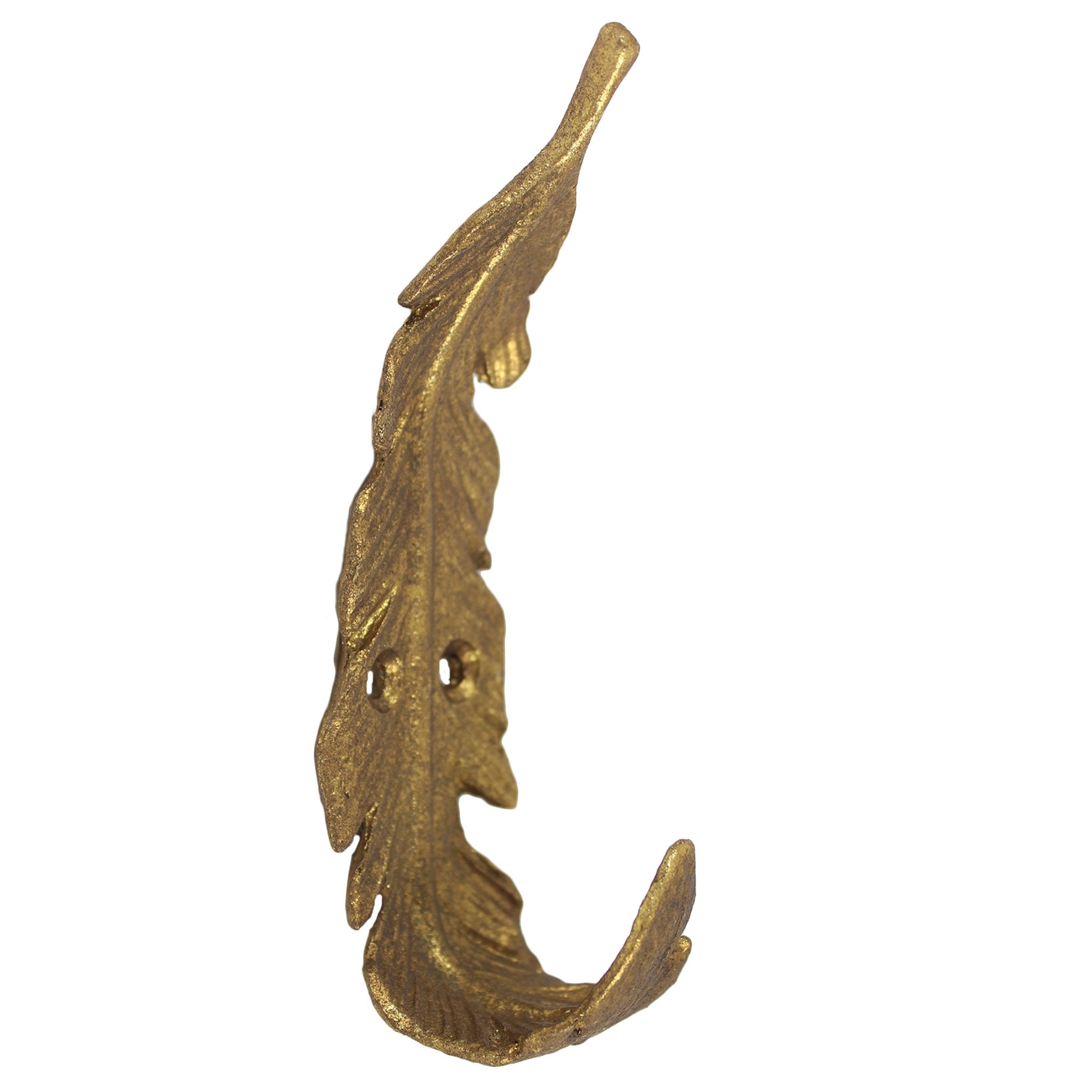 Gold Metal Curled Feather Wall Hook