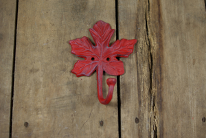 Maple Leaf Wall Hook Red