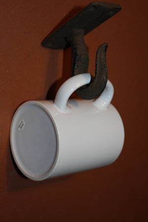 Husband Gift Vintage-look Rustic Coffee Mug Cup Hooks, Free Shipping, Cast Iron Rustic Coffee Mugs Hooks, Cabin, Ranch, H-69