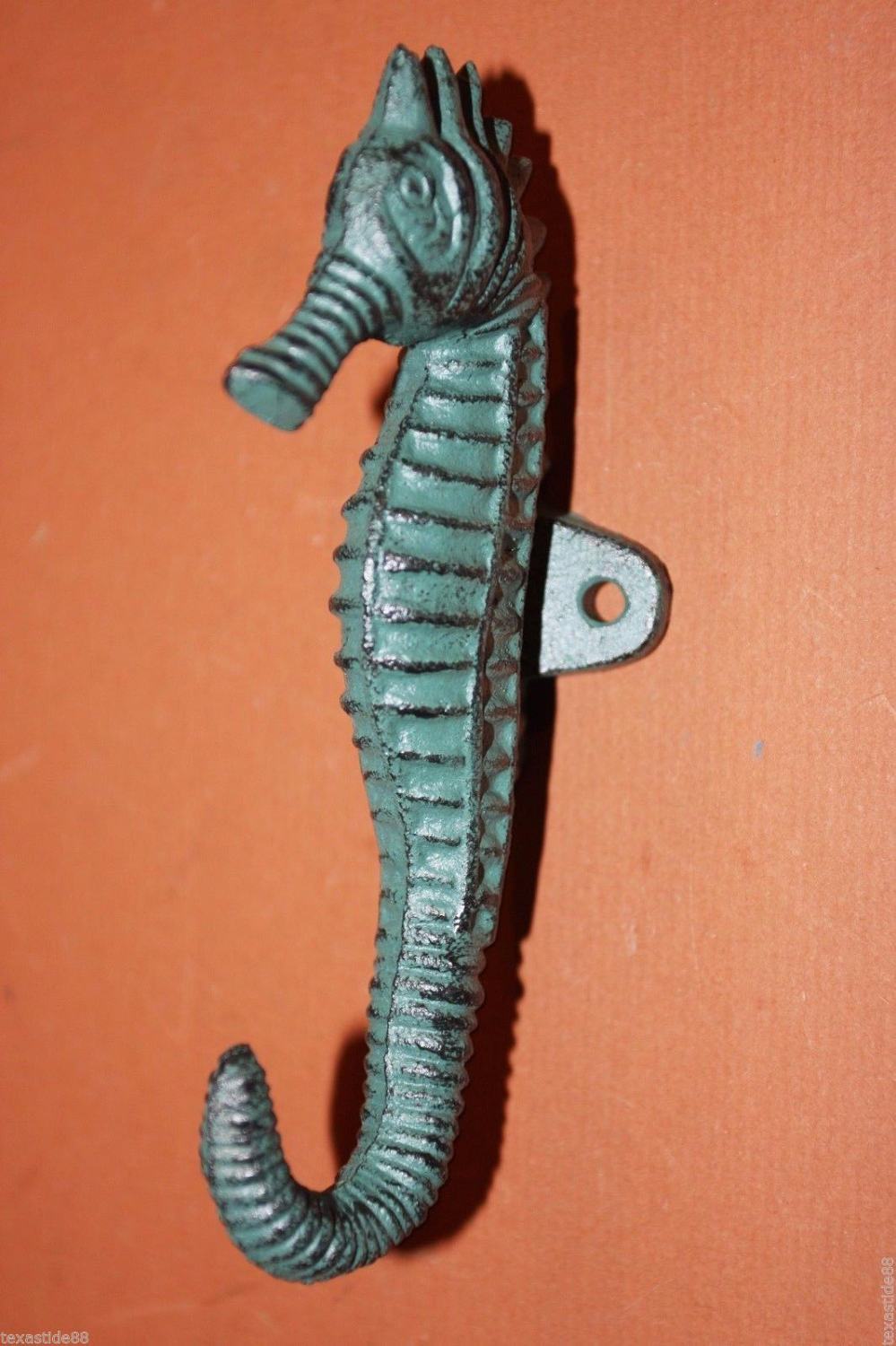 Vintage-look Verdigris style Seahorse bathroom wall hook, free shipping, Seahorse bath towel hook,Cast Iron Seahorse Wall Hook,N-59