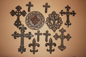 Fleur De Lis Home Decor Gift, Beautiful Old World Fleur De Lis Design Cross Wall Decor Collection, Free Shipping, 12 pcs ~